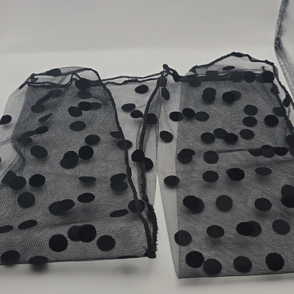 Elegant Black Sheer Polka-dot Mesh Mid-Calf/Ankle Socks with Back Seam - Picture 2 of 11
